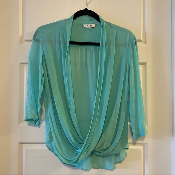 Aritzia Babaton XS Silk Blouse in Turquoise - Picture 6 of 6